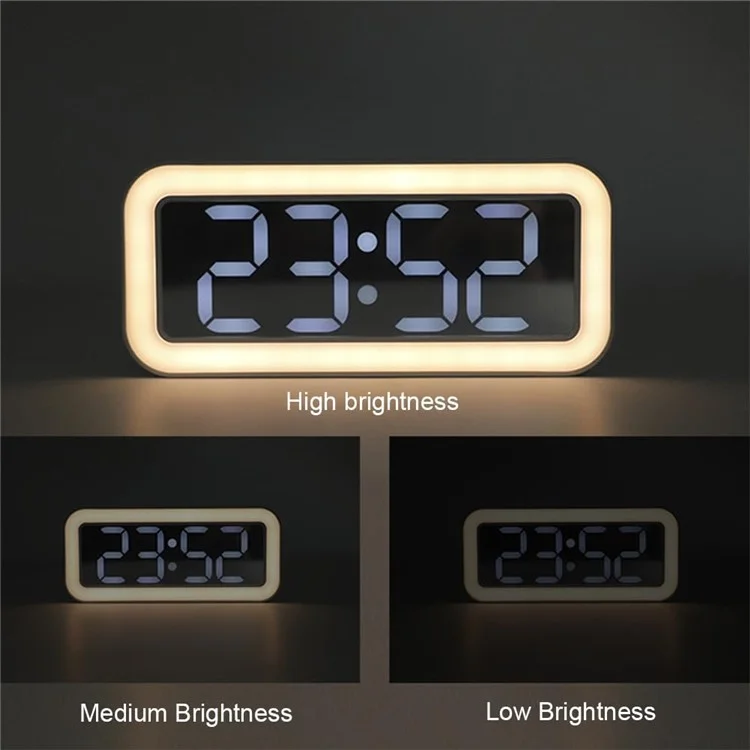 Specchio Superficie LED Sveglia Digitale Visualizzazione della Temperatura Orologio da Comodino per Studenti Desktop - Nero
