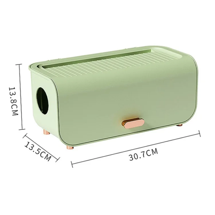 Cable Management Box Power Strip Organizer Holder with Lid Desk Cord Floor Outlet Hider - Green