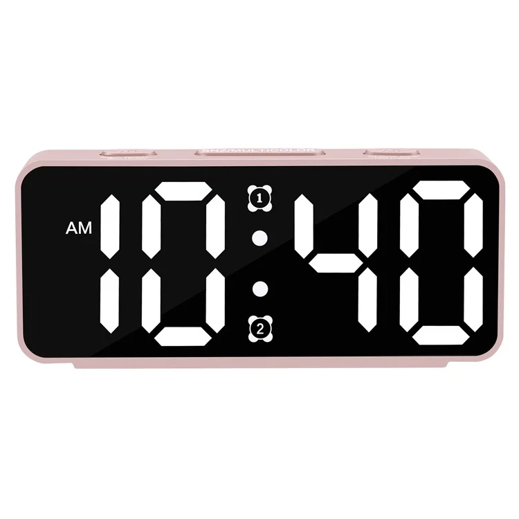 YF2024 Relógio de Mesa Digital Estudante com Espelho de Superfície, Alarme Duplo e 15 Cores RGB - Branco