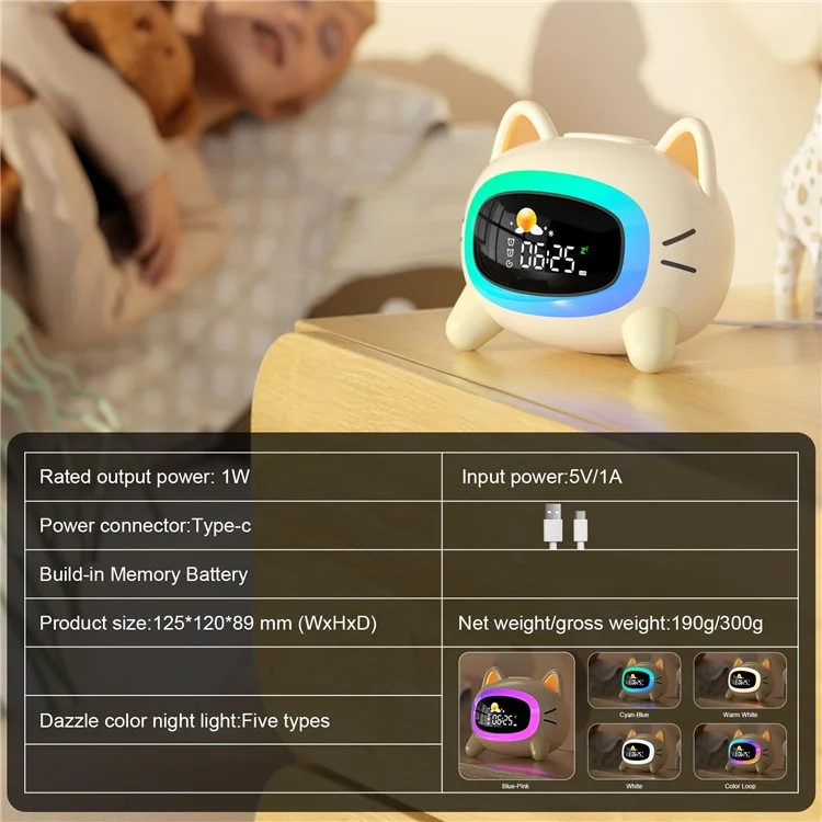 Sveglia per bambini SG5 con sveglia a cartone animato e addestramento del sonno (certificata CE, FCC, RoHS) - Cane