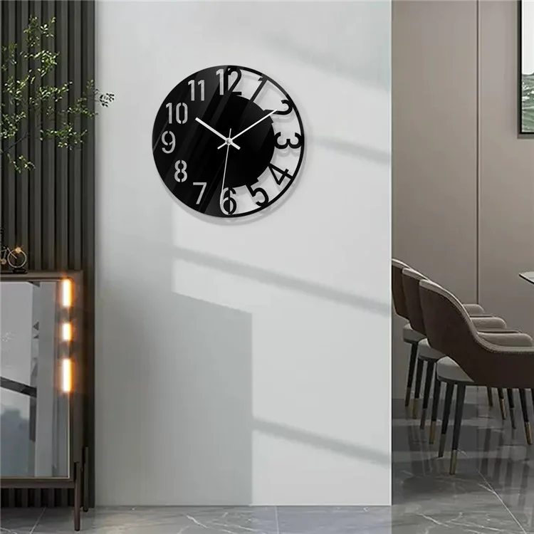 Relógio de parede acrílico transparente, oco, silencioso, sem tique-taque, decorativo (sem bateria) para sala de estar e quarto.