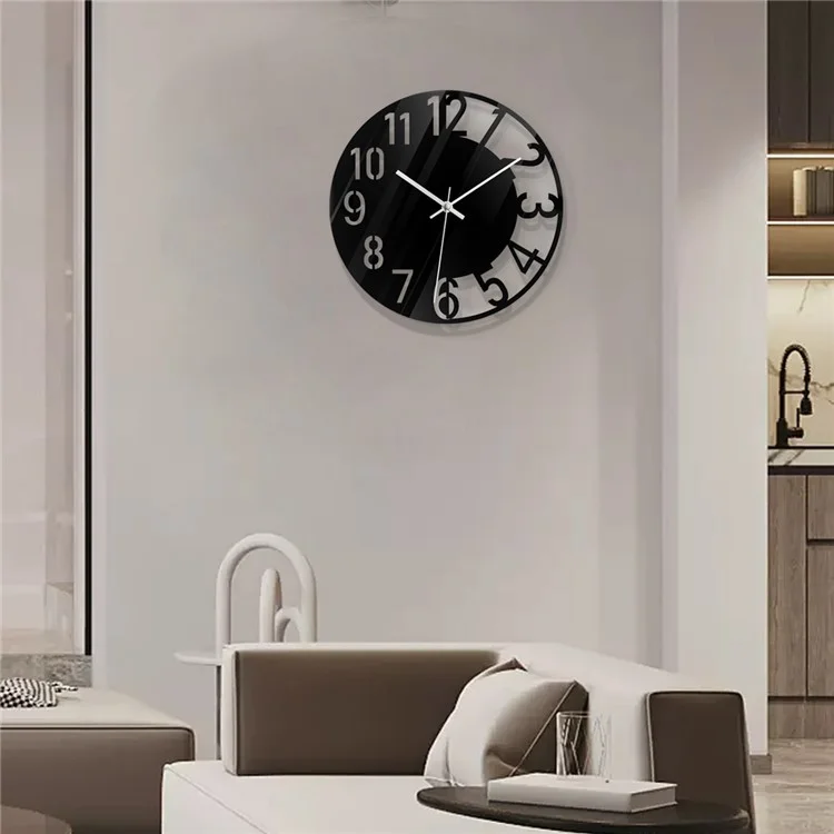 Relógio de parede acrílico transparente, oco, silencioso, sem tique-taque, decorativo (sem bateria) para sala de estar e quarto.