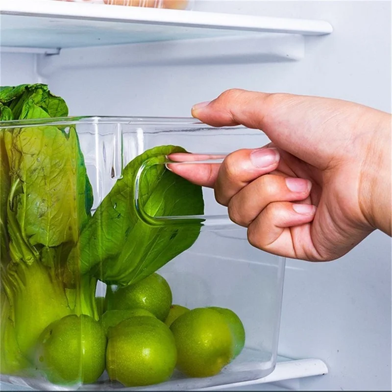 Küchenschrank-Schubladenaufbewahrungsbox, PET-Klarsichtbehälter, Snackorganizer-Behälter, breit, groß, 33,5 x 25 x 20 cm