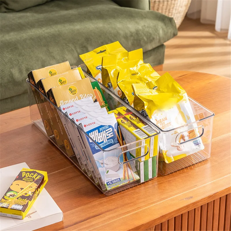 Küchenschrank-Schubladenaufbewahrungsbox, PET-Klarsichtbehälter, Snackorganizer-Behälter, breit, groß, 33,5 x 25 x 20 cm