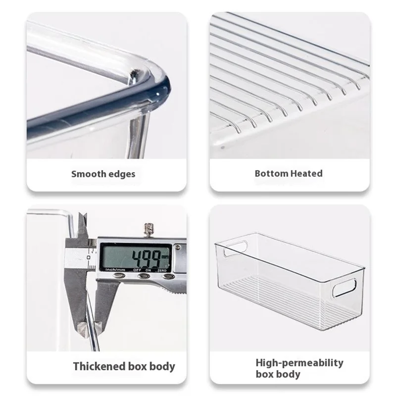 Küchenschrank-Schubladenaufbewahrungsbox, PET-Klarsichtbehälter, Snackorganizer-Behälter, breit, groß, 33,5 x 25 x 20 cm