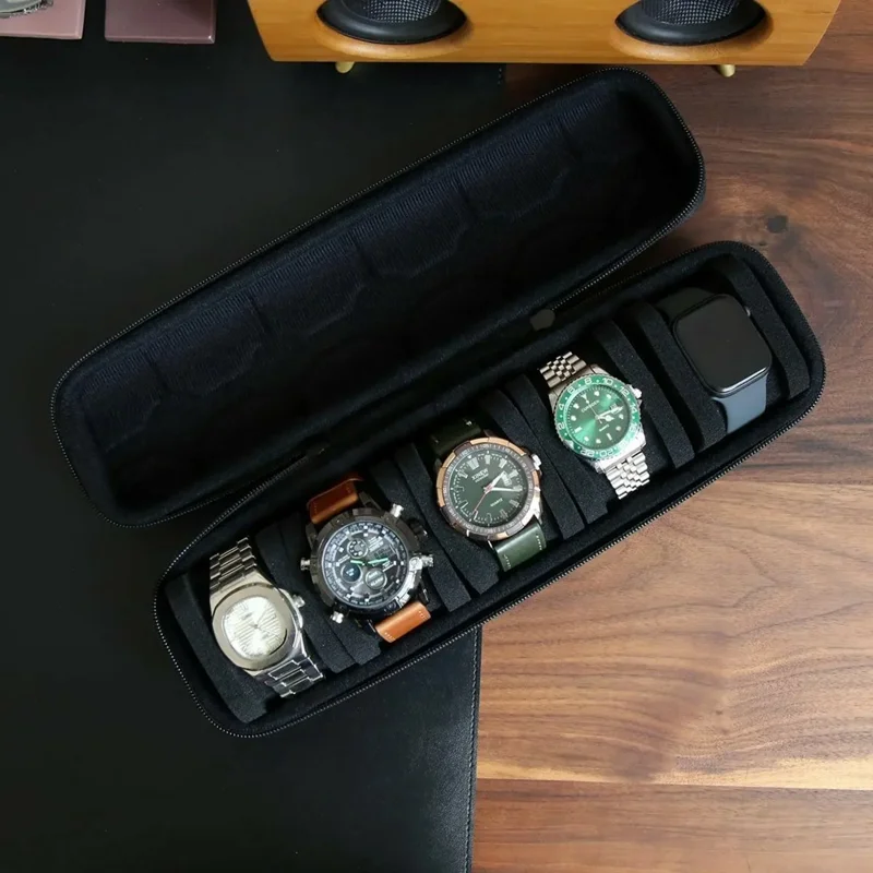 5-Slot Smartwatch Schutzhülle aus Hartschale, Tragbare Aufbewahrungsbox mit weichen Schaumstoffpolstern