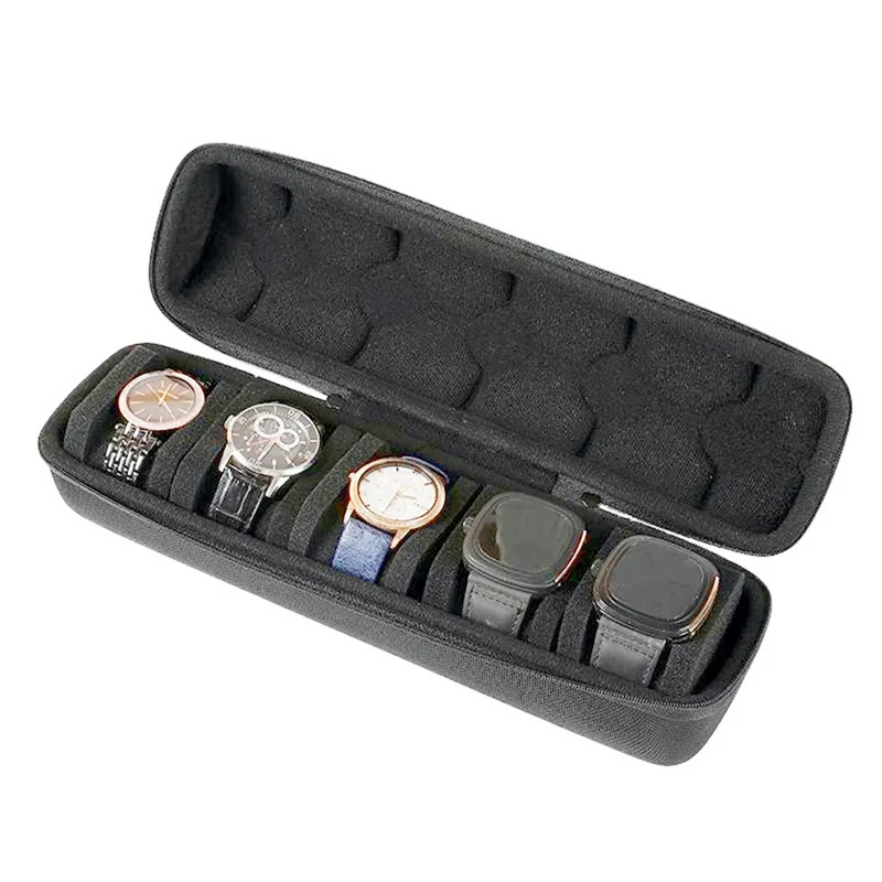 5-Slot Smartwatch Schutzhülle aus Hartschale, Tragbare Aufbewahrungsbox mit weichen Schaumstoffpolstern