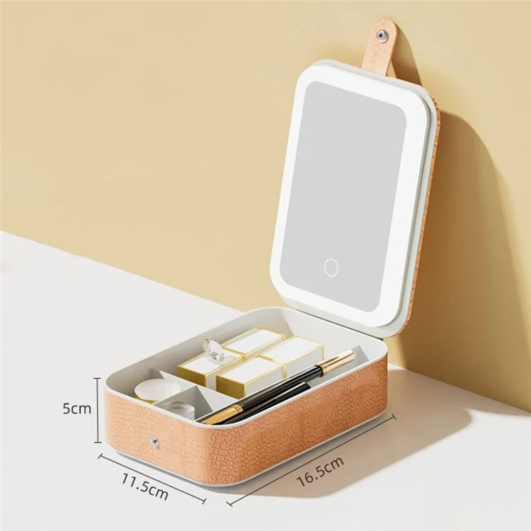 LED Make-up Spiegel mit Aufbewahrungsbox Schminktisch-Organizer Tragbarer Kosmetikspiegel, S - Grün