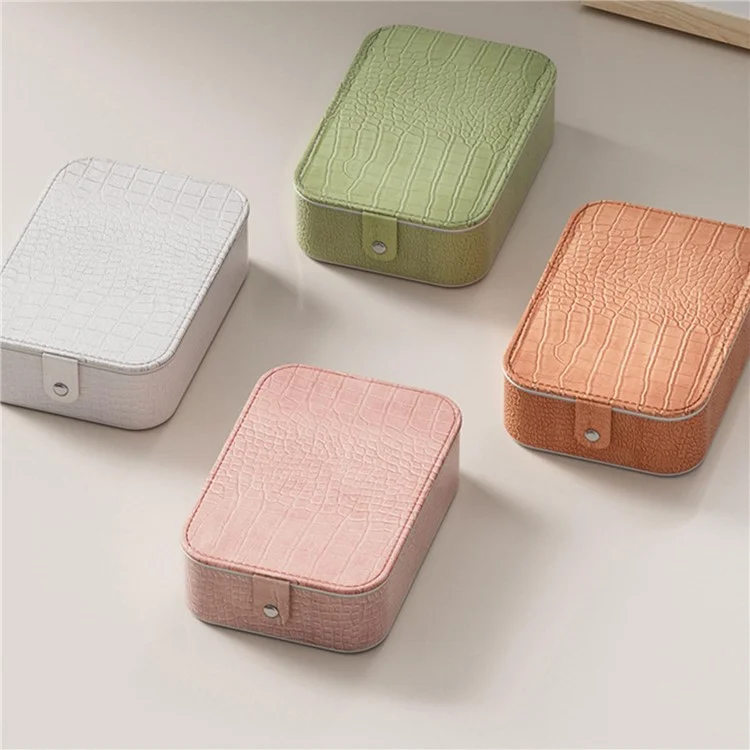 Espejo de maquillaje LED con caja de almacenamiento, organizador de tocador de escritorio, espejo cosmético portátil, L - Verde