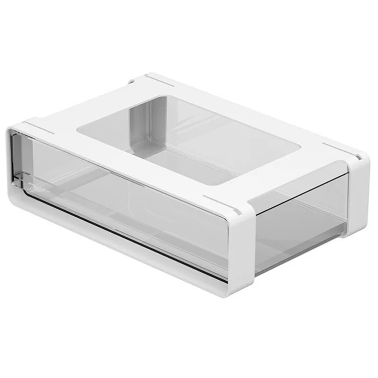 Organizador de gaveta invisível sob a mesa, caixa de armazenamento adesiva suspensa de HIPS PET - Tamanho grande