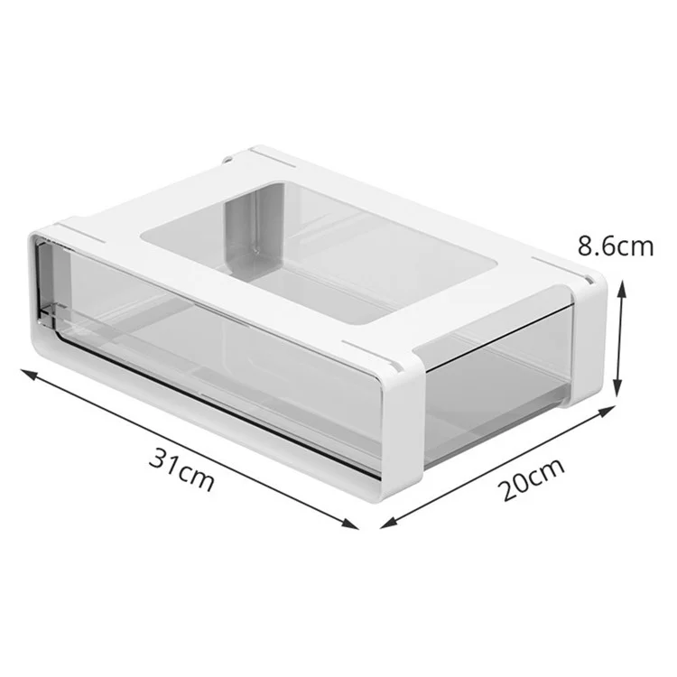 Organizador de gaveta invisível sob a mesa, caixa de armazenamento adesiva suspensa de HIPS PET - Tamanho grande