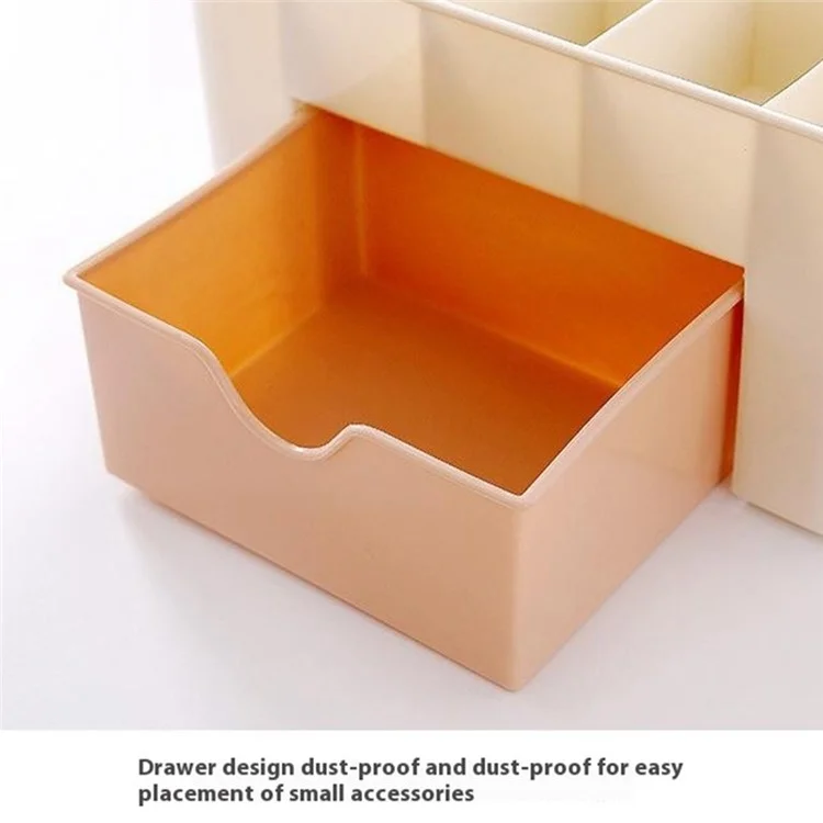 Desenho de gaveta Caixa de armazenamento de cosméticos Organizador de mesa de plástico para joias, maquiagem, pincéis e batom - Azul