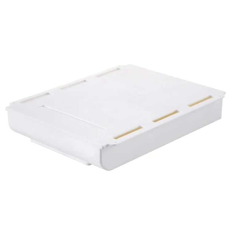 Under Desk Drawer Organizer Hidden Self-Adhesive Space Saving ABS Storage Box Size XL - White