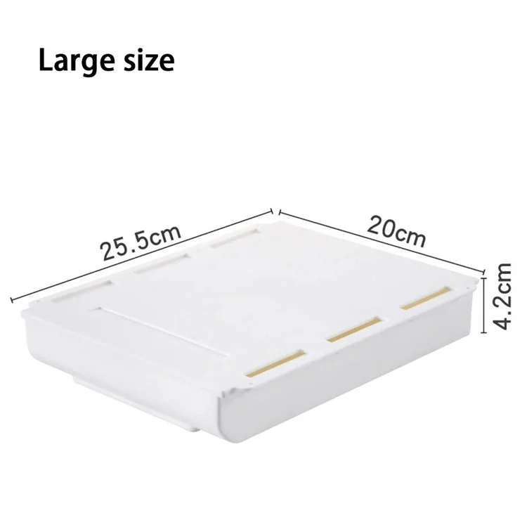 Under Desk Drawer Organizer Hidden Self-Adhesive Space Saving ABS Storage Box Size XL - White