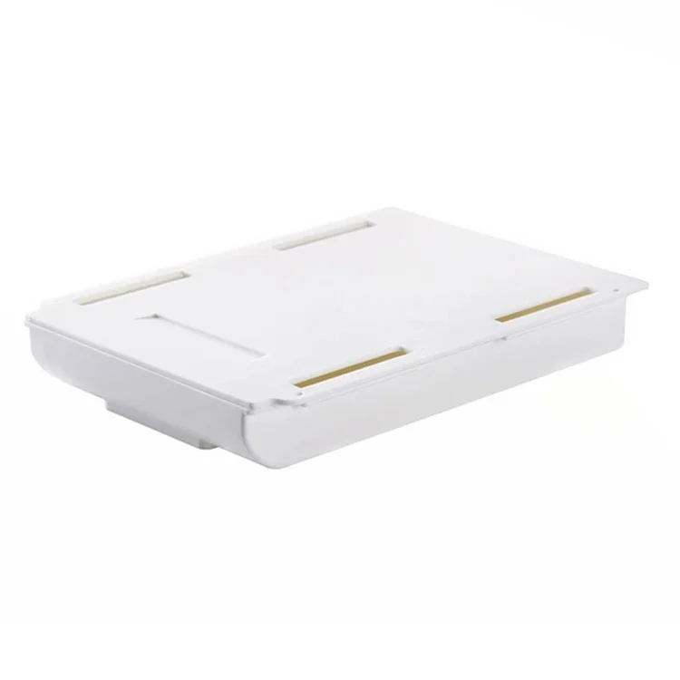 Cassetto organizzatore per scrivania Nascondi Spazio Salva Scatola di Stoccaggio ABS Autoadesivo Dimensione L - Bianco