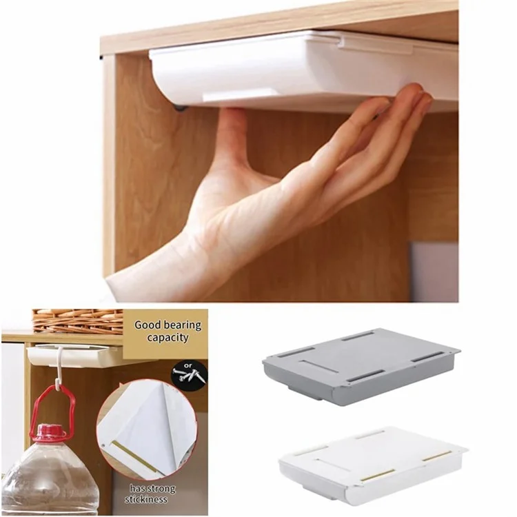 Cassetto organizzatore per scrivania Nascondi Spazio Salva Scatola di Stoccaggio ABS Autoadesivo Dimensione L - Bianco