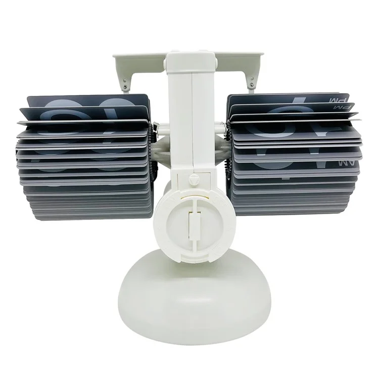 Reloj de mesa retro de volteo automático, simple y elegante para el hogar y la sala de estar. Equilibrio de una sola pata, mecanismo de cambio de página - Blanco / Gris