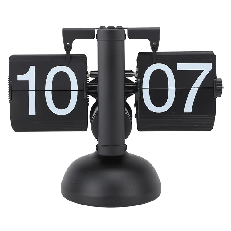 Reloj de mesa retro de cuarzo con volteo automático y mecánico, para la sala de estar - Negro