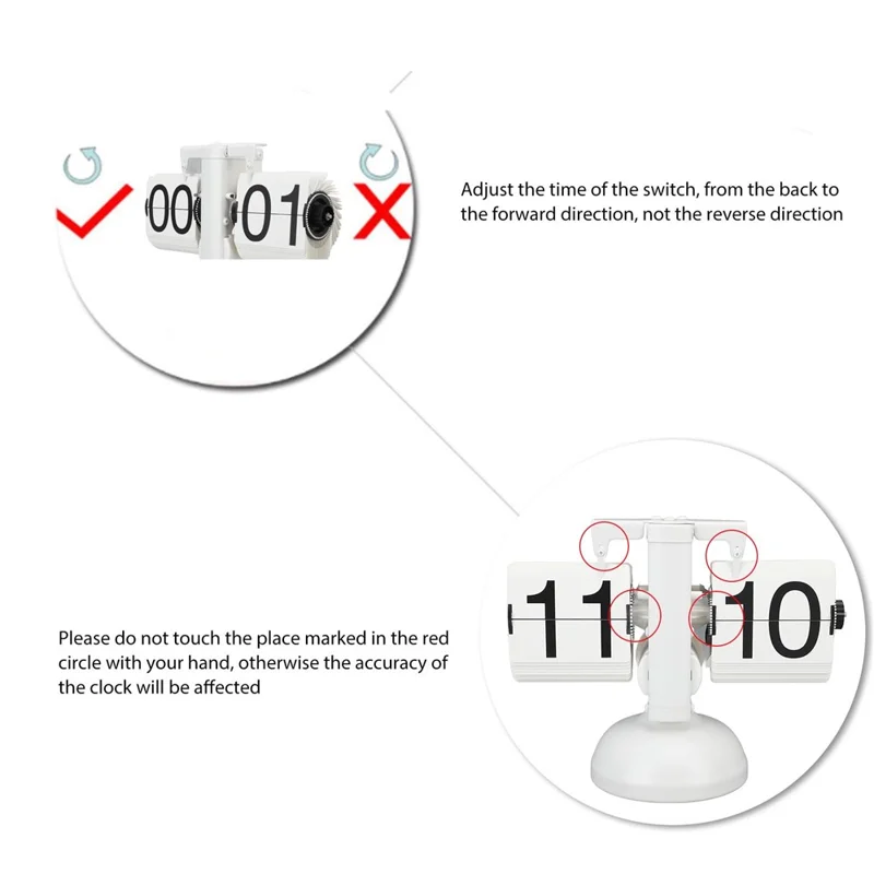 Retro Automatic Flipping Clock Balance Mechanical Flip Over Quartz Table Clock for Living Room - White