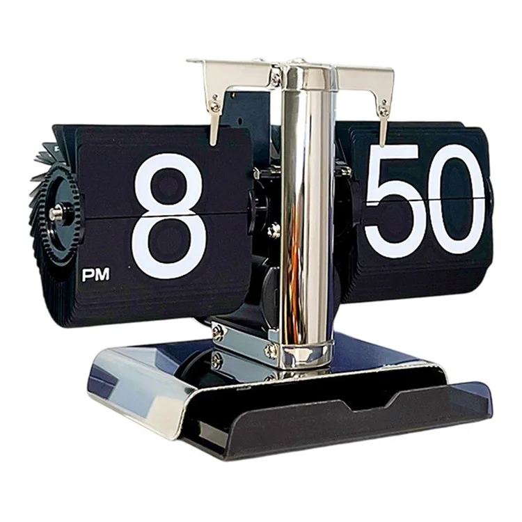 Reloj de mesa de estilo vintage con cajón de almacenamiento y balancín mecánico, se pliega automáticamente para la sala de estar.