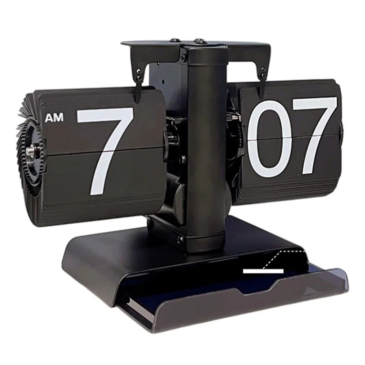 Reloj de mesa de balancín mecánico vintage con cajón para sala de estar - Negro
