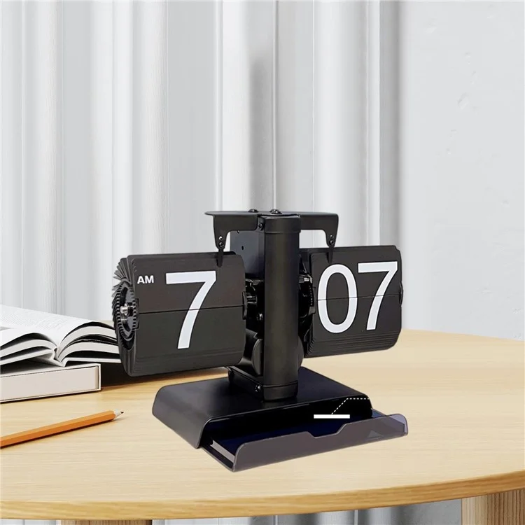 Reloj de mesa de balancín mecánico vintage con cajón para sala de estar - Negro