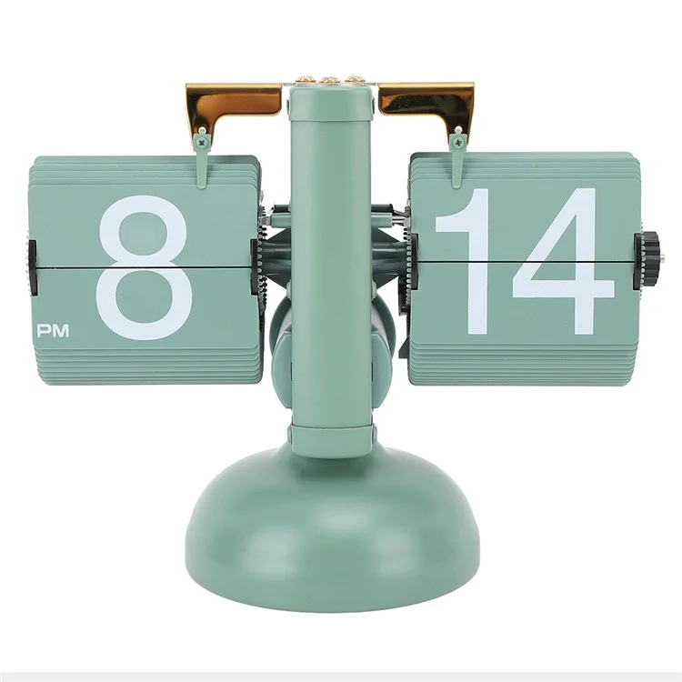 Reloj de mesa con volteo retro para sala de estar, reloj mecánico con volteo hacia abajo - Verde