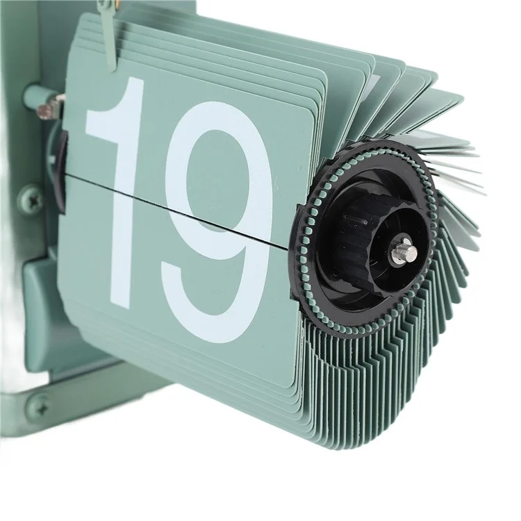 Reloj de mesa con volteo retro para sala de estar, reloj mecánico con volteo hacia abajo - Verde