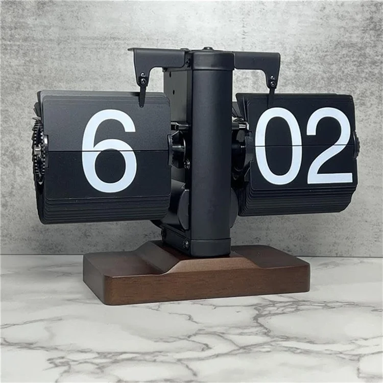 Relógio de mesa retrô com virar automático para sala de estar, relógio mecânico de equilíbrio com virar para baixo, formato 24H