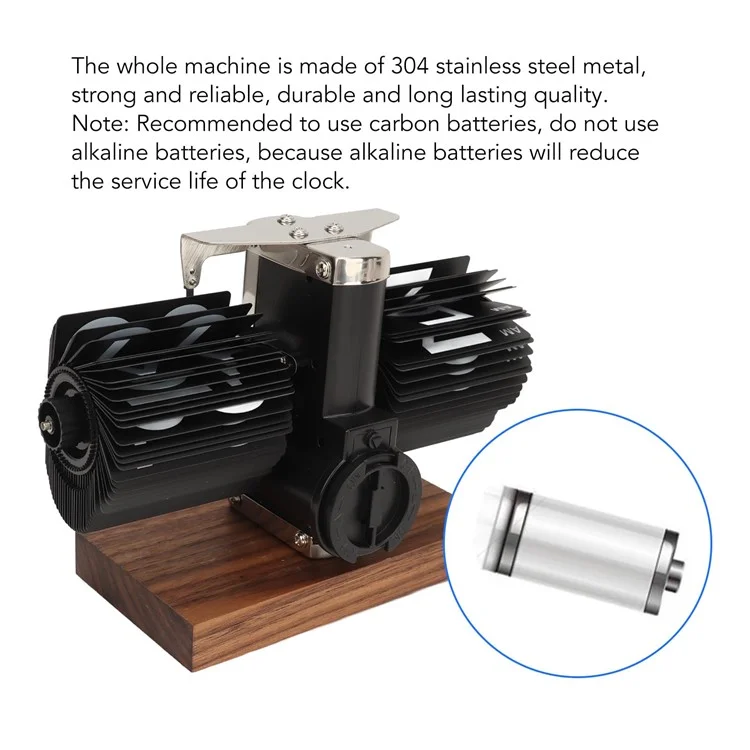 Relógio de mesa retrô com virador automático simples Relógio de mesa com pé único em aço inoxidável com movimento de quartzo Relógio de virador quadrado com base de nogueira - Estilo de 12 horas