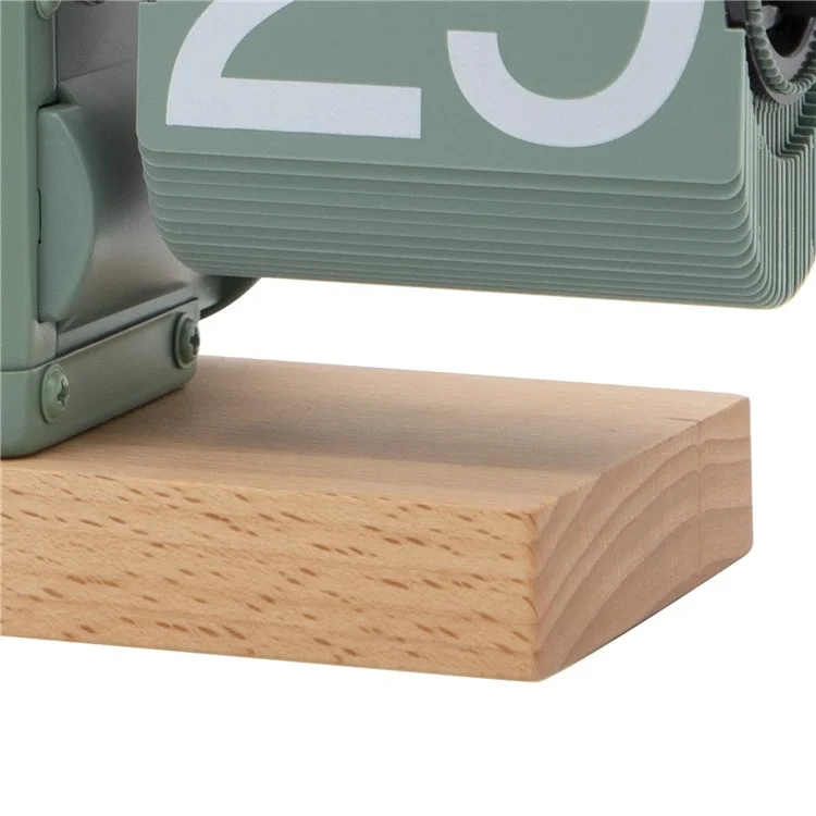 Reloj de mesa digital retro automático sencillo Reloj de mesa cuadrado de acero inoxidable con movimiento de cuarzo, base de madera de haya - Verde