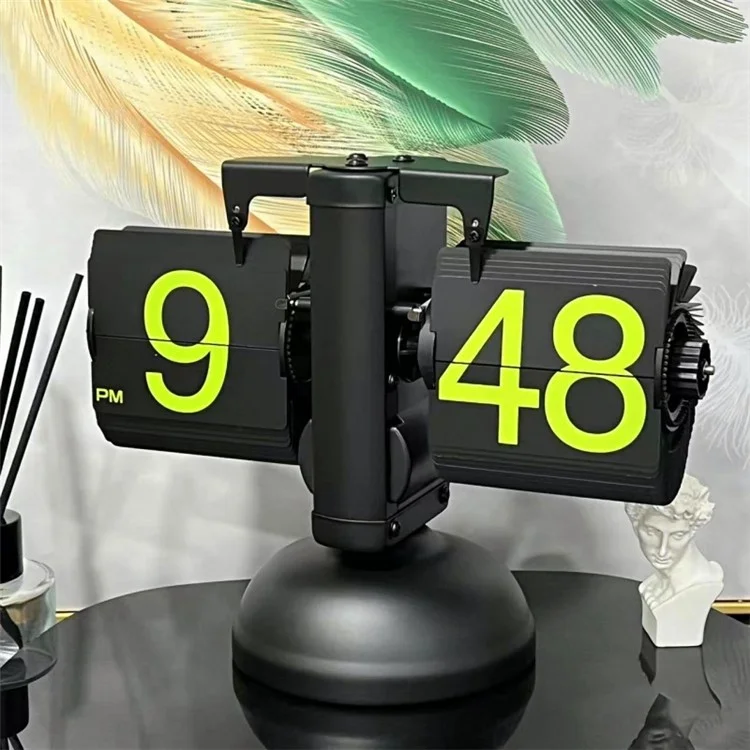 Reloj de mesa de página de volteo automático Retro Balance - Negro / Números verdes
