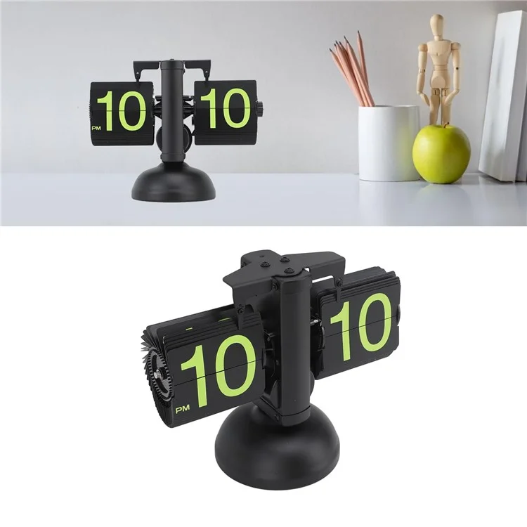 Reloj de mesa de página de volteo automático Retro Balance - Negro / Números verdes