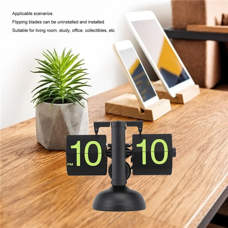 Reloj de mesa de página de volteo automático Retro Balance - Negro / Números verdes
