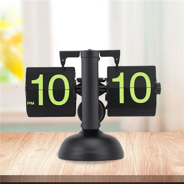 Reloj de mesa de página de volteo automático Retro Balance - Negro / Números verdes