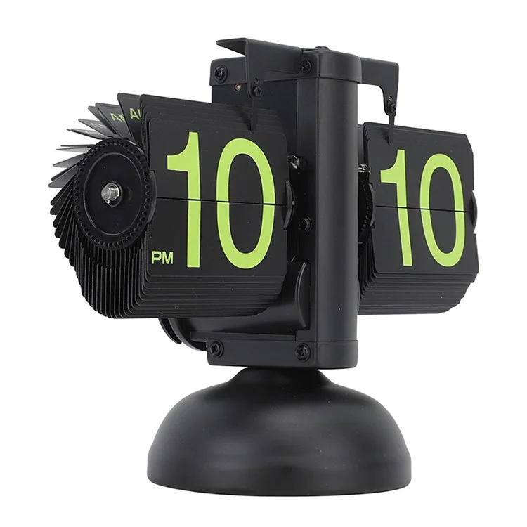 Automatic Flip Page Clock Home Retro Balance Page Turning Table Clock - Black / Yellow Numbers