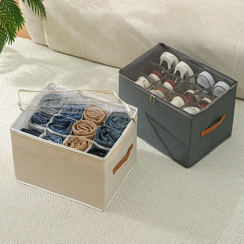 Foldable Cloth Shoe Organizer Box Dustproof Moisture-Resistant Shoes Storage Container - Black