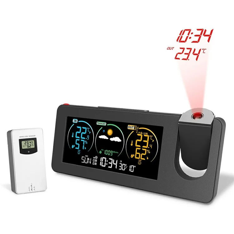 ZX3538 Projection Clock Calendar Weather Station Digital Alarm with Temperature / Humidity Sensor