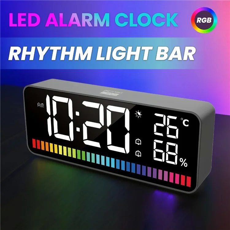 MK8002A LED Звуковой будильник с RGB-подсветкой Цифровые часы с голосовым управлением Перезаряжаемый Многофункциональный Двойной будильник