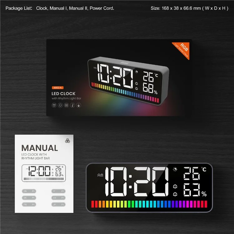 MK8002A LED Звуковой будильник с RGB-подсветкой Цифровые часы с голосовым управлением Перезаряжаемый Многофункциональный Двойной будильник