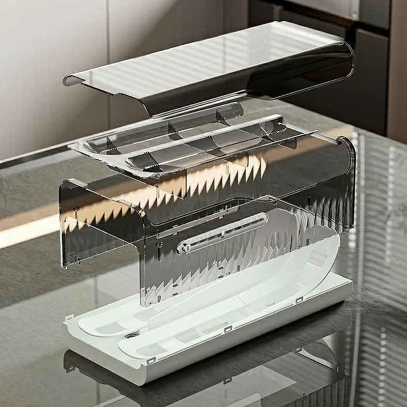 Egg Storage Container Fridge Organizer Auto Rolling Tray Kitchen Egg Holder with Freshness Scale (BPA Free, No FDA) - Transparent Grey