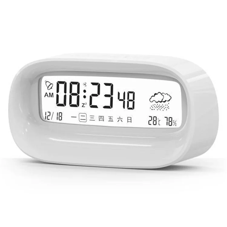 Smart Calendar Alarm Clock Transparent Multi-Function Home Office Desktop Digital Clock - White