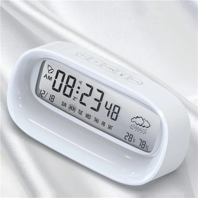 Smart Calendar Alarm Clock Transparent Multi-Function Home Office Desktop Digital Clock - White