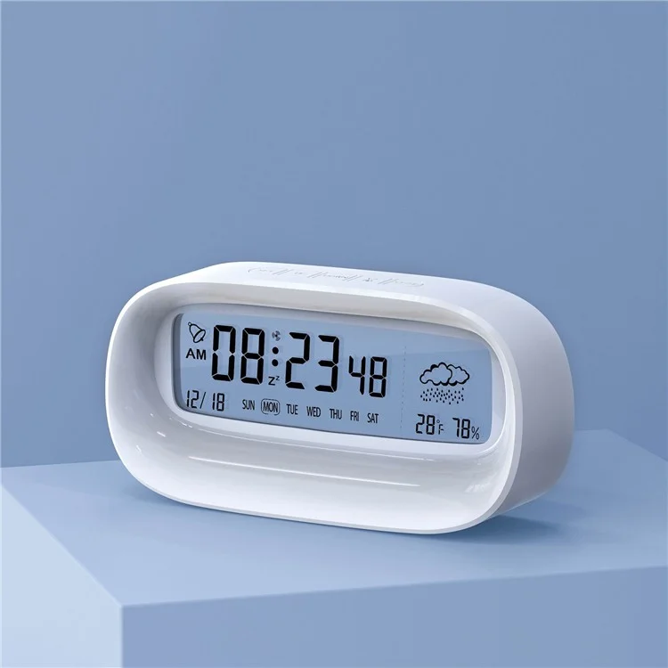 Smart Calendar Alarm Clock Transparent Multi-Function Home Office Desktop Digital Clock - White