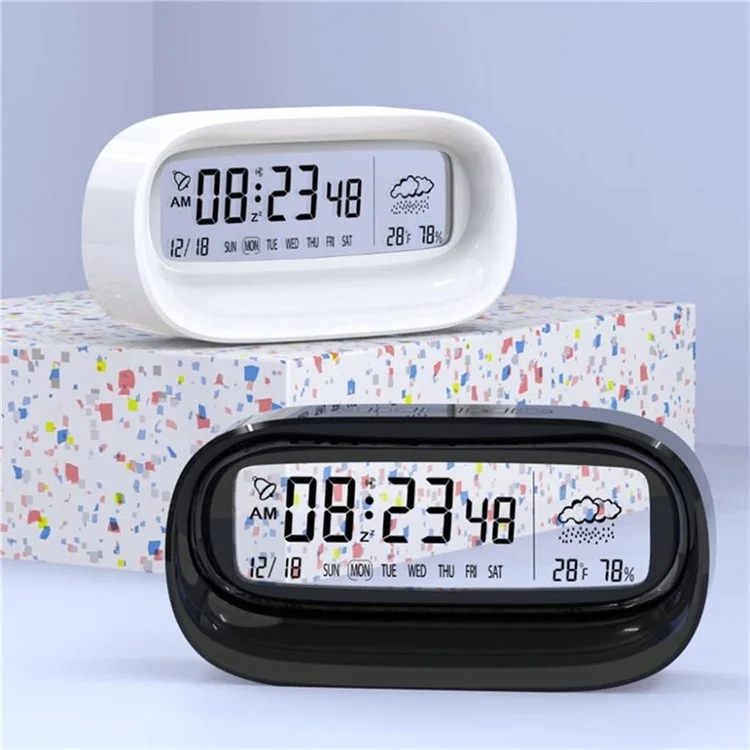 Smart Calendar Alarm Clock Transparent Multi-Function Home Office Desktop Digital Clock - White