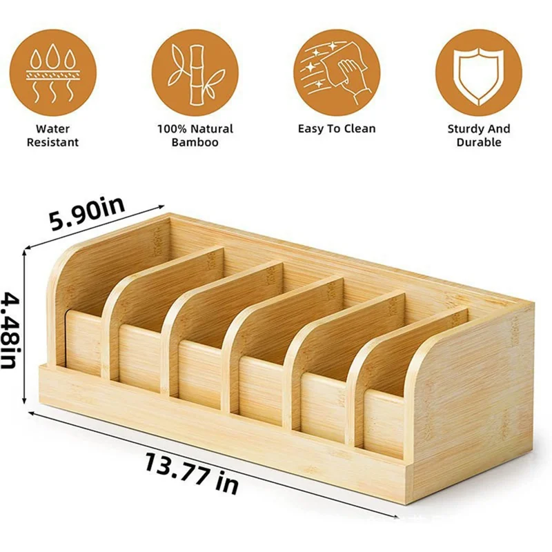 Bamboo Belt Organizer Storage Box Multi Compartment Wardrobe Waist Belt Accessory Holder