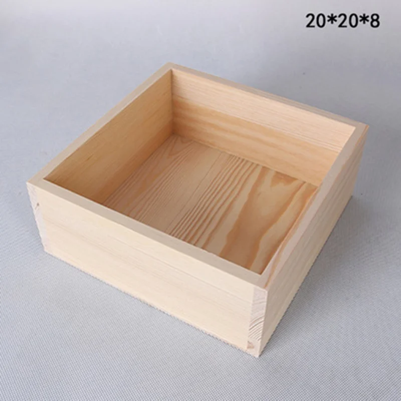 Wooden Desktop Organizer Box 20 x 20 x 8cm Multipurpose Lidless Storage Container For Documents Jewelry Accessories