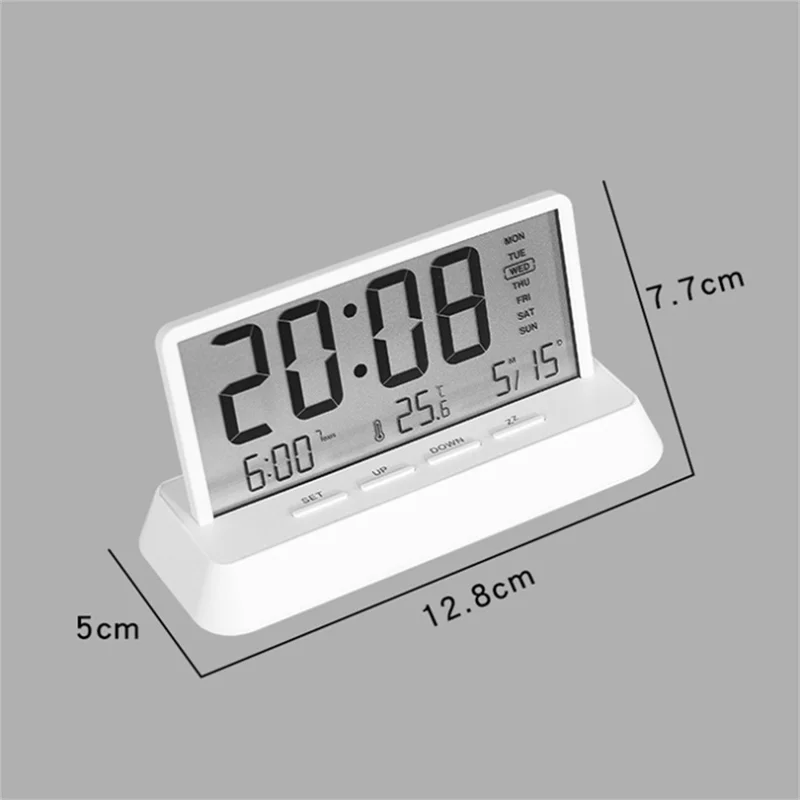 2301 LED Display Multifunction Digital Alarm Clock with Temperature Calendar Snooze Function - Black / Opaque