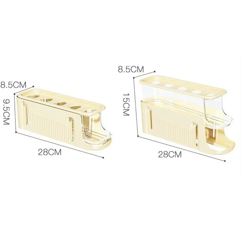 3-Tier Egg Storage Container Auto Rolling Design Refrigerator Side Door Organizer (BPA Free, No FDA) - Beige