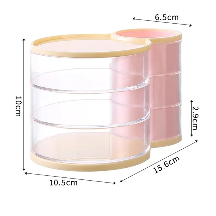 Multifunction Storage Container Desktop Organizer Rotating Makeup Brush Holder Pencil Cup - Transparent Pink